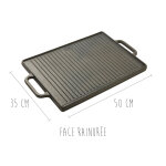 Plancha grill en fonte �maill�e matfer r�versible - 50x35cm