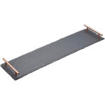 Plateau ardoise apritif artes 60x15cm poignes cuivre