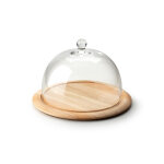 Plateau � fromage avec cloche en verre souffl� continenta en h�v�a