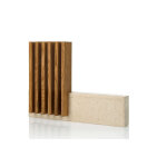 Porte - couteaux vide artisanal arcos en pierre et bois 28 x 36, 4 x 7, 8cm