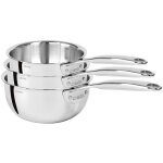 Set 3 casseroles inox 18 / 10 5 ply cristel