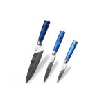 Set 3 couteaux kutoyama manches blue wave chef + universel + office