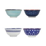 Set 4 bols en cramique 15cm blues design kitchencraft