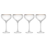 Set de 4 verres  coupe mikasa sorrento en cristal pur avec bord dor 350ml