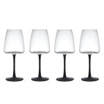 Set de 4 verres  pied pour vin blanc mikasa palermo en cristal base noir 400ml