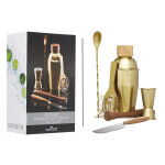 Set � cocktails en inox dor� barcraft 6 pi�ces + livret de recettes