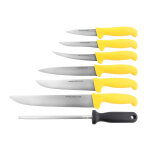 Trousse 6 couteaux de boucher + 1 fusil pradel excellence Trousse 6 couteaux de boucher + 1 fusil pradel excellence