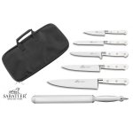 Trousse de cuisinier  double volet 5 couteaux + fusil sabatier toque blanche - exclusivit