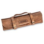 Trousse au nain fabriqu�e en cuir avec 5 couteaux de cuisine