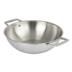 Wok castel'pro inox 18 / 10 3 - ply 2 anses cristel