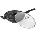 Wok en fonte d'aluminium 32cm effet pierre induction pradel excellence premium Wok en fonte d'aluminium 32cm effet pierre induction pradel excellence premium