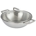 Wok inox 18 / 10 3 - ply 2 anses + couvercle castel'pro cristel