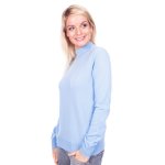 Pull cachemire col cheminée taille large polka Pull cachemire col cheminée taille large polka