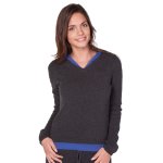 Pull cachemire col v avec capuche carla