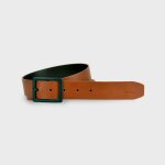 Ceinture en cuir - effet lisse - marron glac