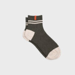 Chaussettes en coton peign mi - hautes - kaki, ray beige