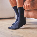 Chaussettes en coton peign unies - bleu marine