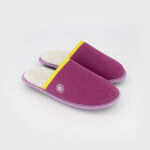 Chaussons en velours c�tel� rose