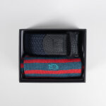 Coffret 1 ceinture unie + 1 paire de chaussettes  larges rayures