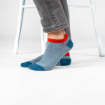 Socquettes en coton peign rayes - bleu, ray blanc