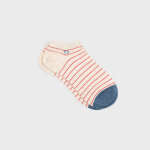 Socquettes en coton peign a rayures fines - beige, ray rouge