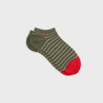 Socquettes en coton peign a rayures fines - kaki, ray beige