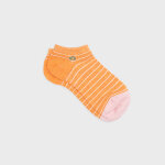 Socquettes en coton peign� a rayures fines - orange, ray� rose