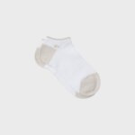 Socquettes pailletées en coton peigné unies - blanc doré Socquettes pailletées en coton peigné unies - blanc doré