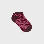 Socquettes pailletées en coton peigné zèbre - rose Socquettes pailletées en coton peigné zèbre - rose