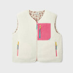 Veste sherpa femme zippe sans manches ivoire