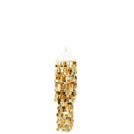 Abat - jour chandelier carr� pvc dor� medium