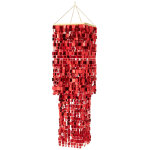 Abat - jour chandelier carr� pvc rouge large