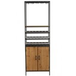 Armoire pour bouteilles et verres  vin mtal et bois naturel