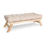 Banc style japandi bois massif naturel et crme allegro