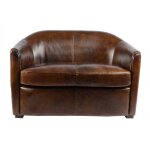 Canap� 2 places marron cuir corby vintage