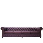 Canap 4 places chesterfield rouge bordeaux en cuir de buffle glasgow
