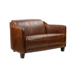 Canap en cuir cigare 2 places milord vintage