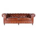 Canap en cuir marron 3 places chesterfield chicago vintage