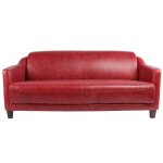 Canap en cuir rouge 3 places milord vintage