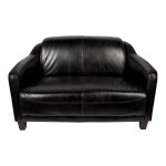 Canap noir en cuir 2 places milord vintage