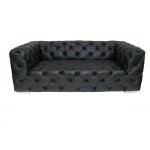 Canap noir en cuir 3 places futura vintage