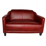 Canap rouge en cuir 2 places milord vintage
