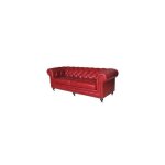 Canap rouge en cuir 3 places chesterfield chicago vintage