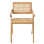 Chaise grid bois de frene / rotin naturel