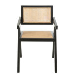 Chaise grid bois de frene / rotin noir
