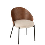 Chaise lone contreplaque / metal marron / beige