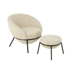 Chaise longue + repose - pied fer beige / noir
