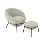 Chaise longue + repose - pied fer gris / noir