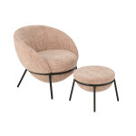 Chaise longue + repose - pied fer rose clair / noir