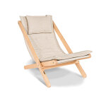 Chaise longue style japandi bois massif naturel et crme allegro